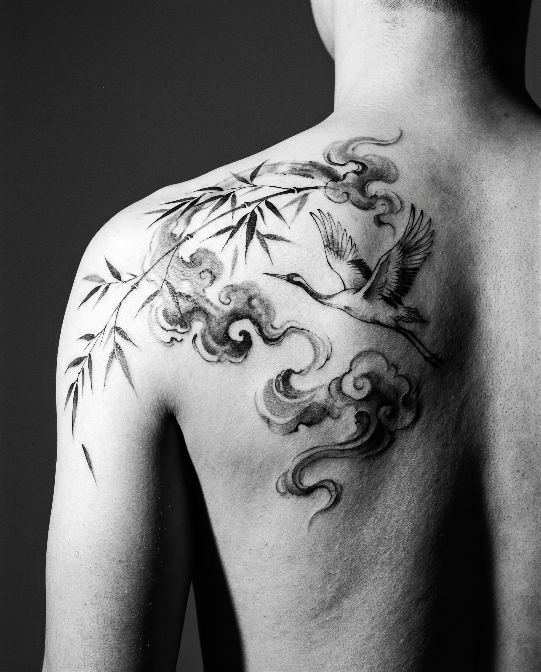 Oriental ink back piece