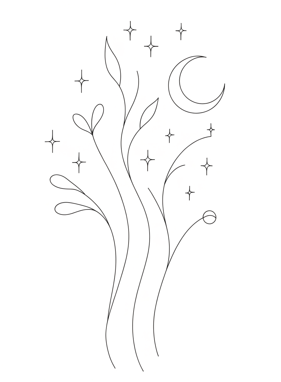 Style reference illustration — not a tattoo by Sumi. / 스타일 참고용 일러스트 — Sumi의 실제 작업물이 아닙니다.
